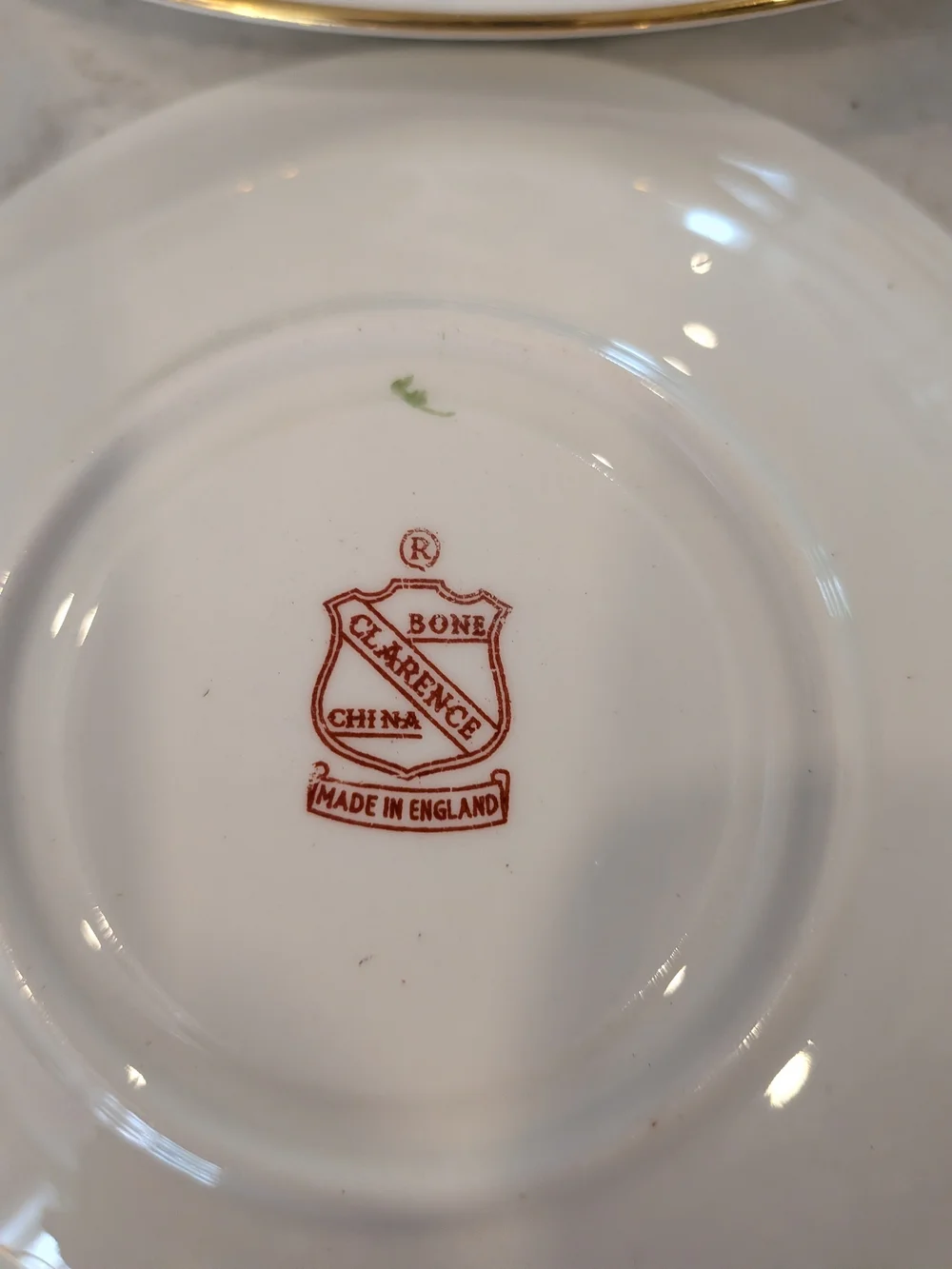 Bone Clarence China England Pinecone Tea Cup, Saucer & Plate Set Vintage 1950s.